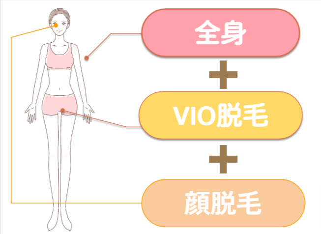 レジーナクリニックのジェントルマックスプロの全身＋VIO＋顔を示す画像